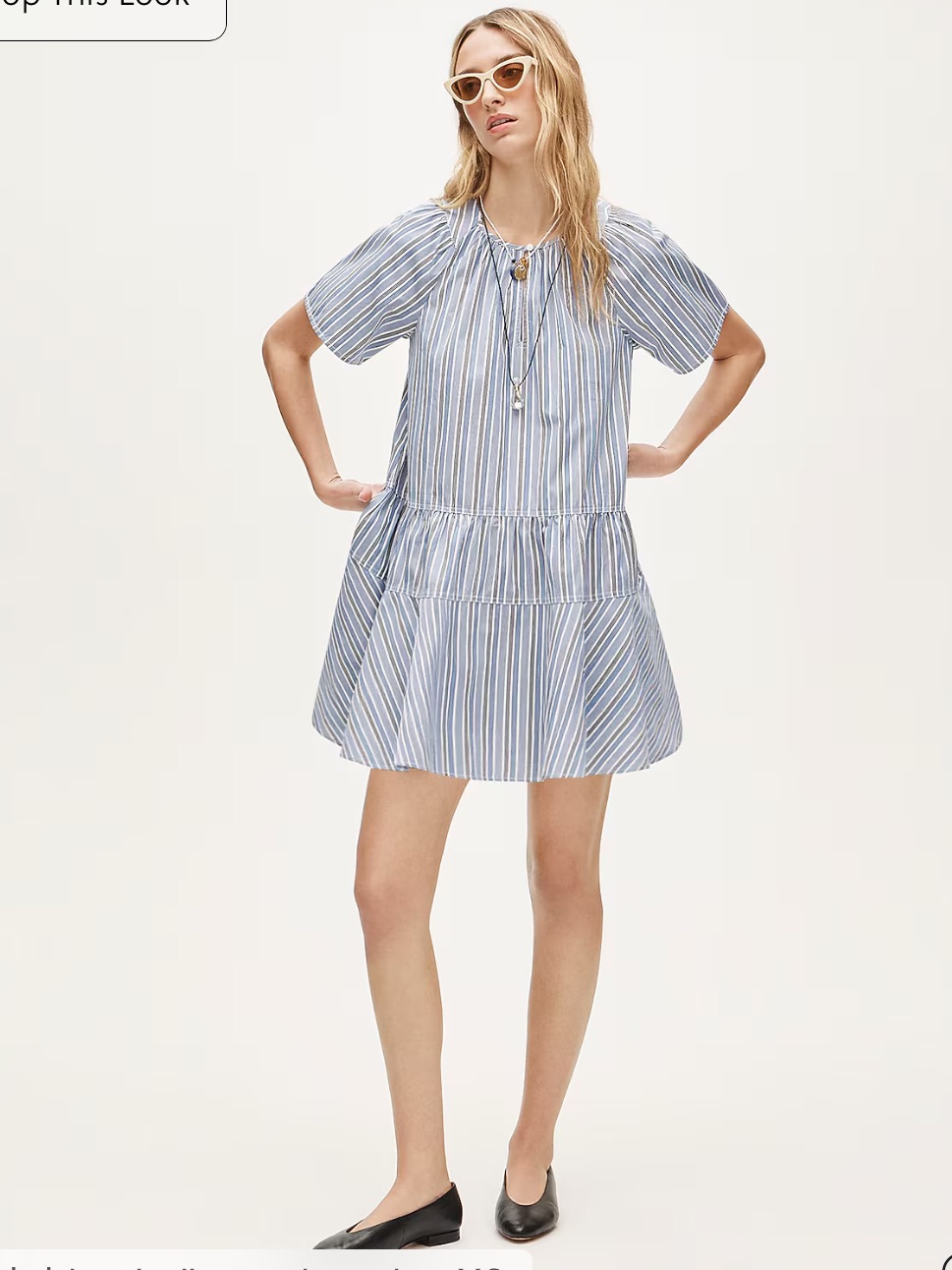 J. Crew Tiered Popover Dress In Striped Cotton Poplin